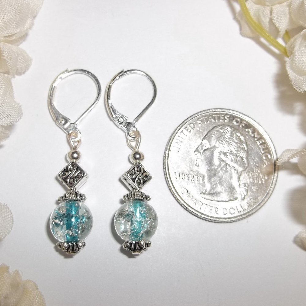 Turquoise Blue Beaded Earring Set Dangle Drop 5432 - Picture 2 of 7